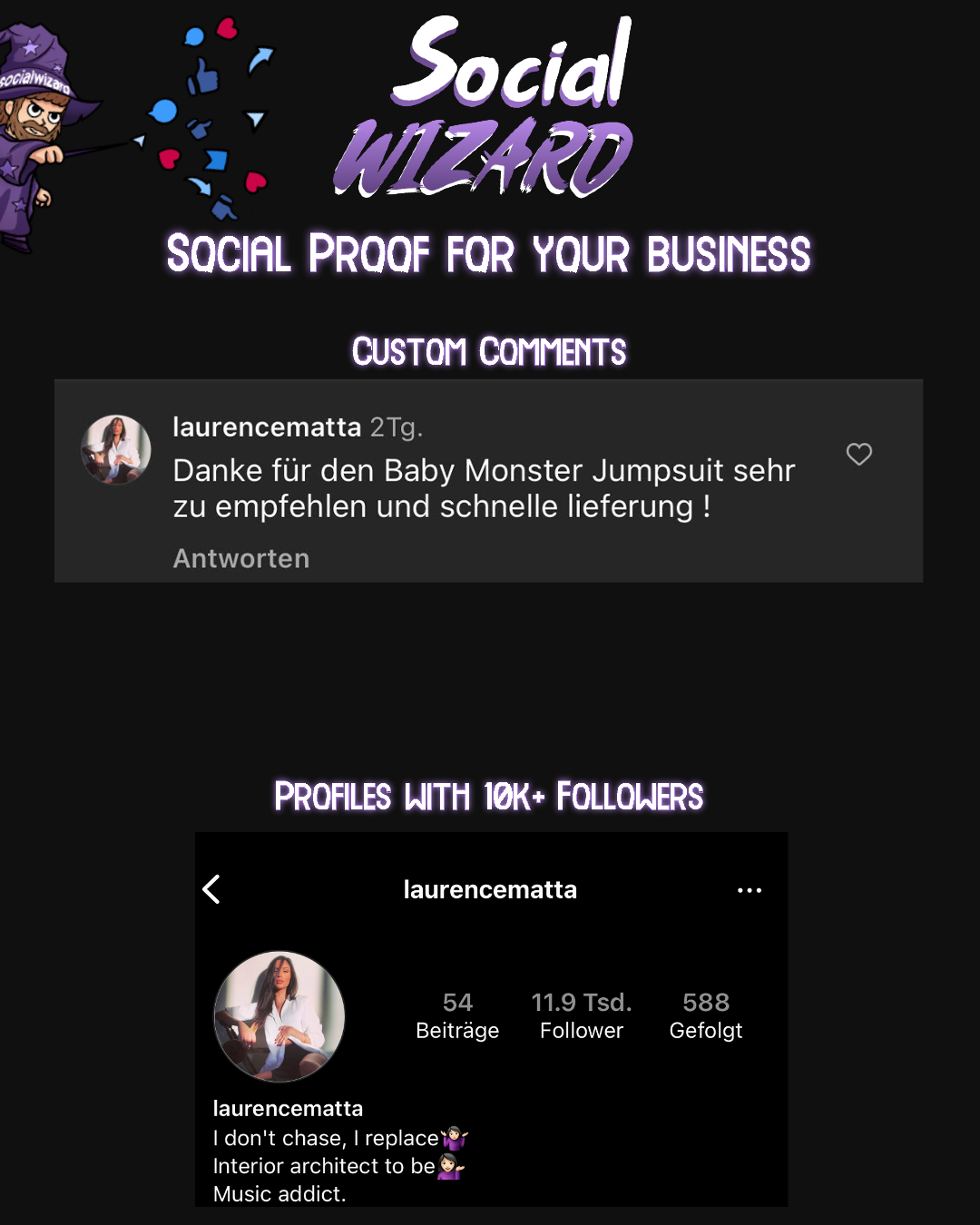 Instagram Custom Kommentar [10k+ Followers] - SocialWizard ✨